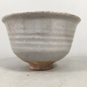 Japanese Ceramic Tea Ceremony Bowl Chawan Vtg Pottery Gray Crackle Glaze GTB659