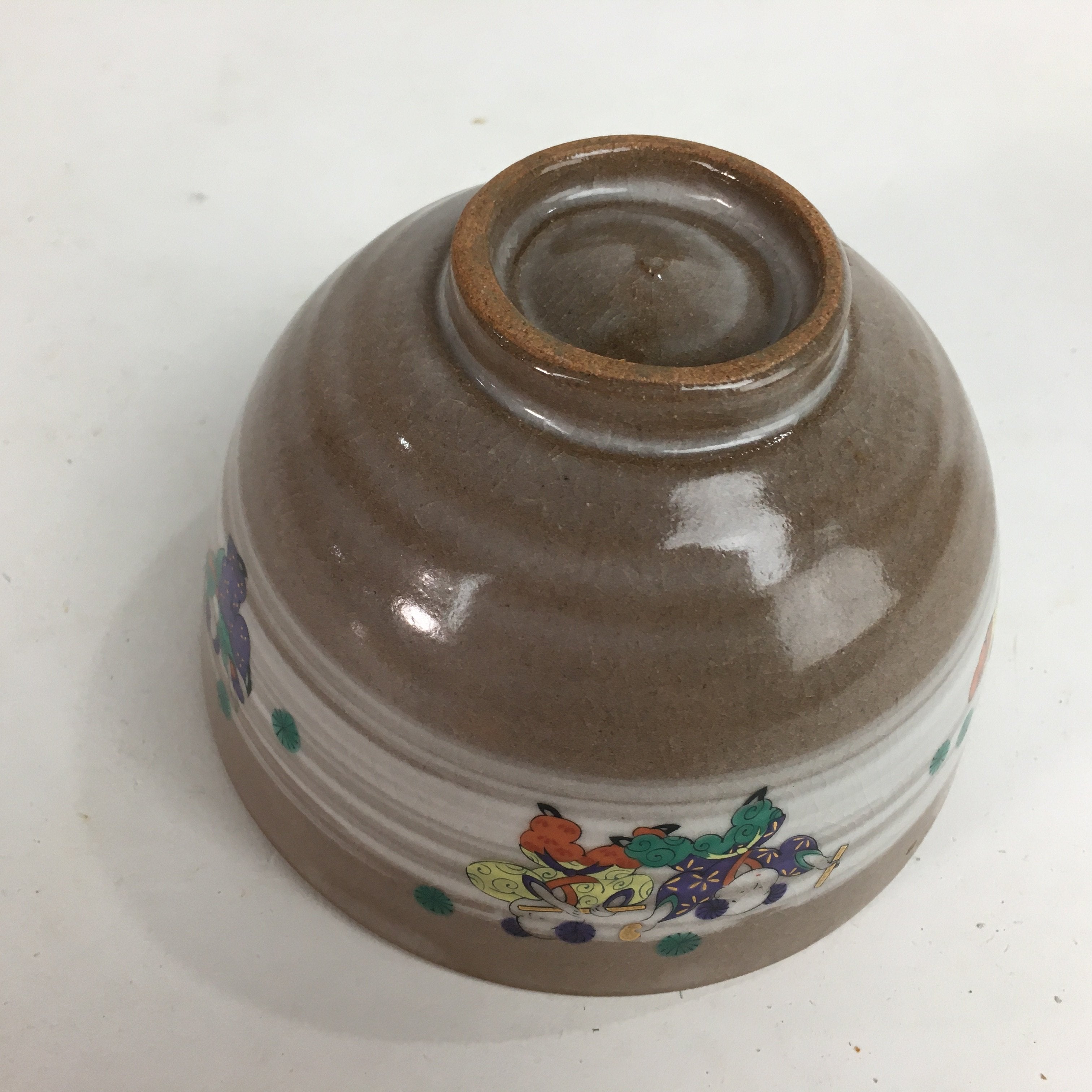 Japanese Ceramic Tea Ceremony Bowl Chawan Vtg Pottery Kyo ware Brown GTB723