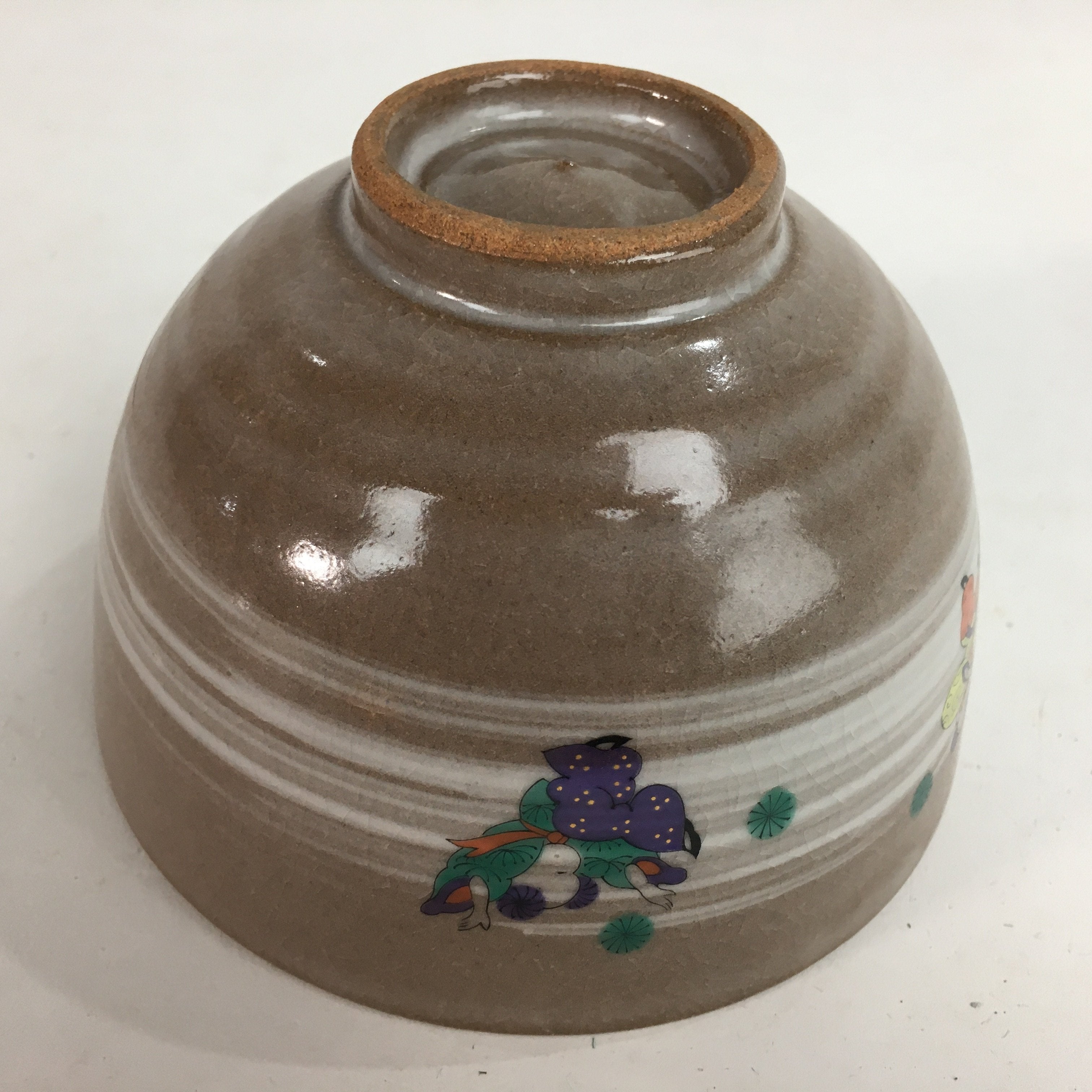 Japanese Ceramic Tea Ceremony Bowl Chawan Vtg Pottery Kyo ware Brown GTB723