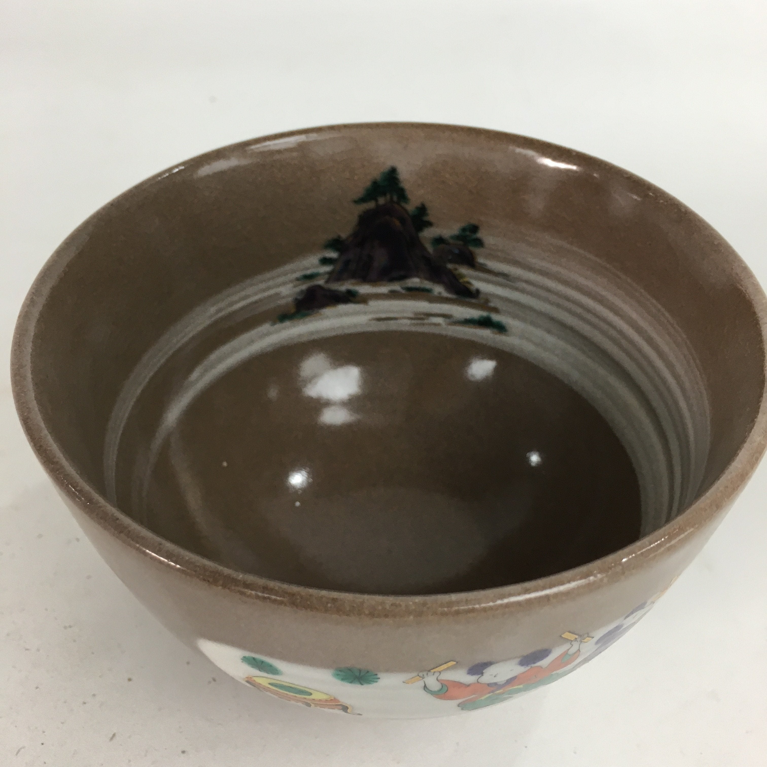 Japanese Ceramic Tea Ceremony Bowl Chawan Vtg Pottery Kyo ware Brown GTB723