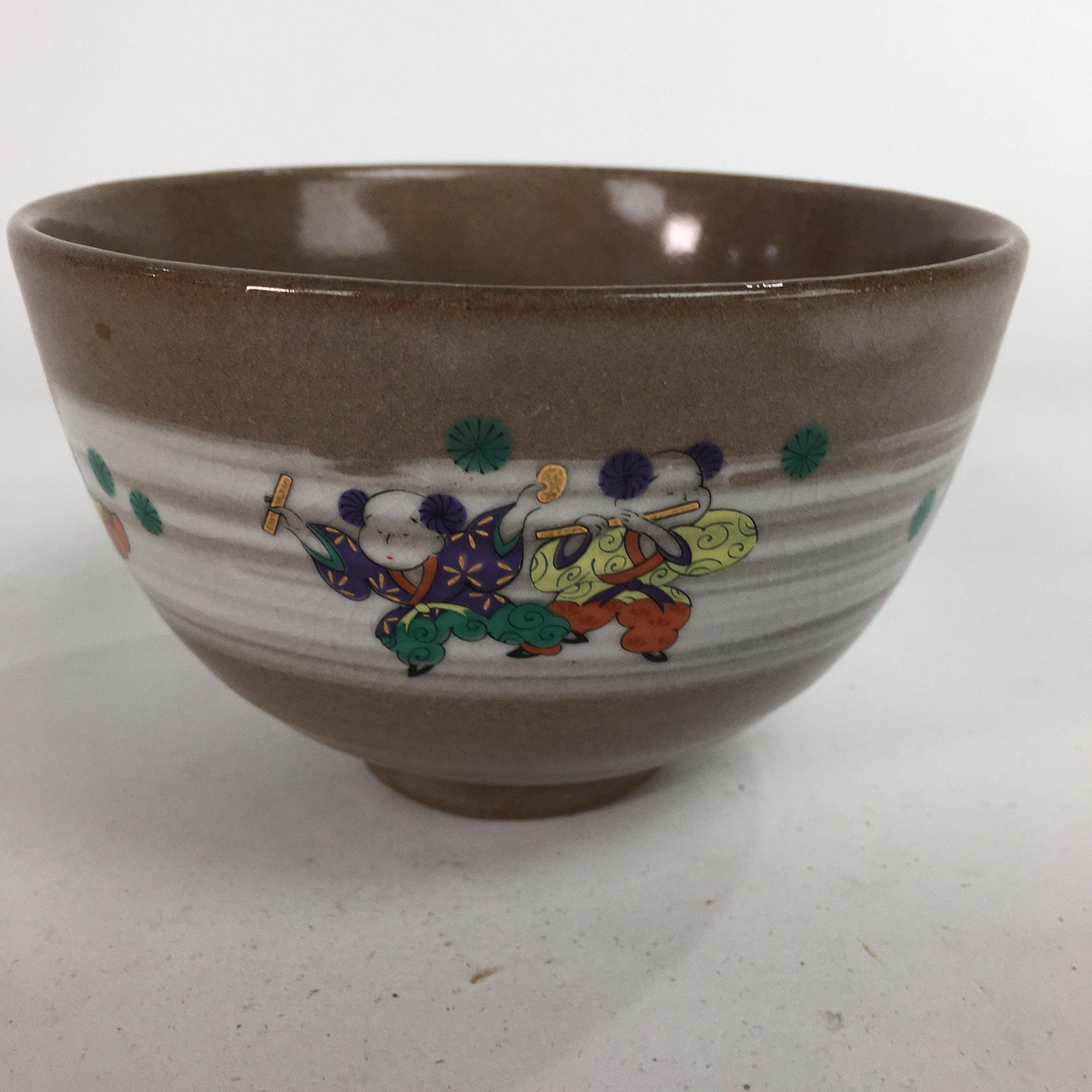 Japanese Ceramic Tea Ceremony Bowl Chawan Vtg Pottery Kyo ware Brown GTB723