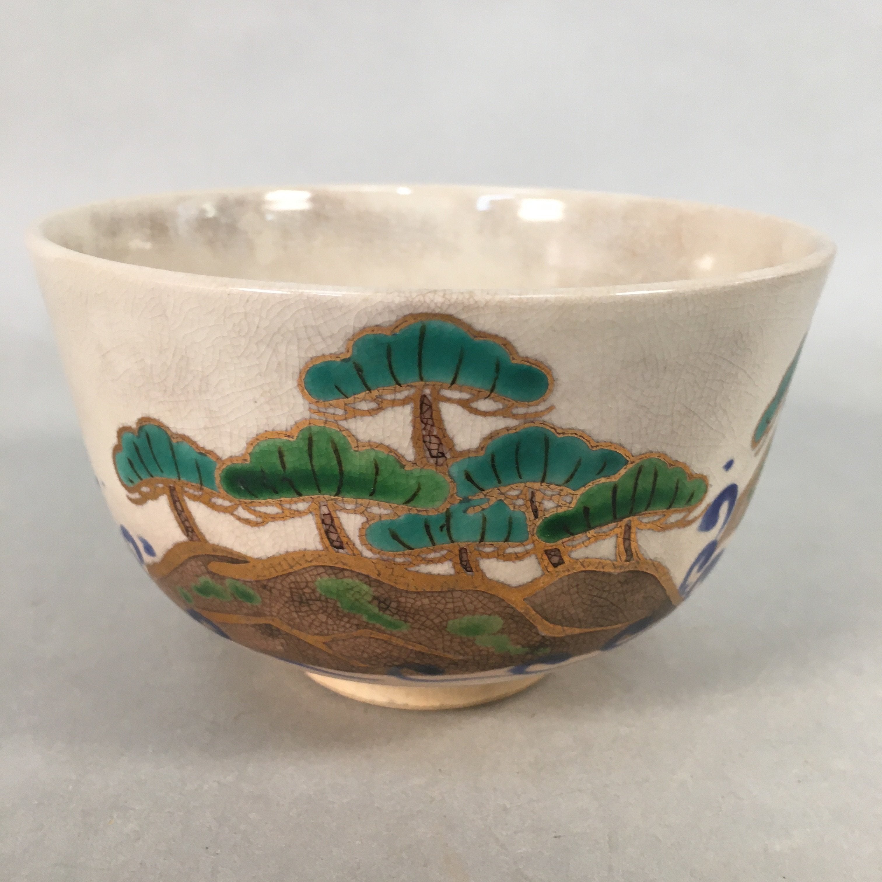Japanese Ceramic Tea Ceremony Bowl Chawan Vtg Pottery Kyo ware GTB698