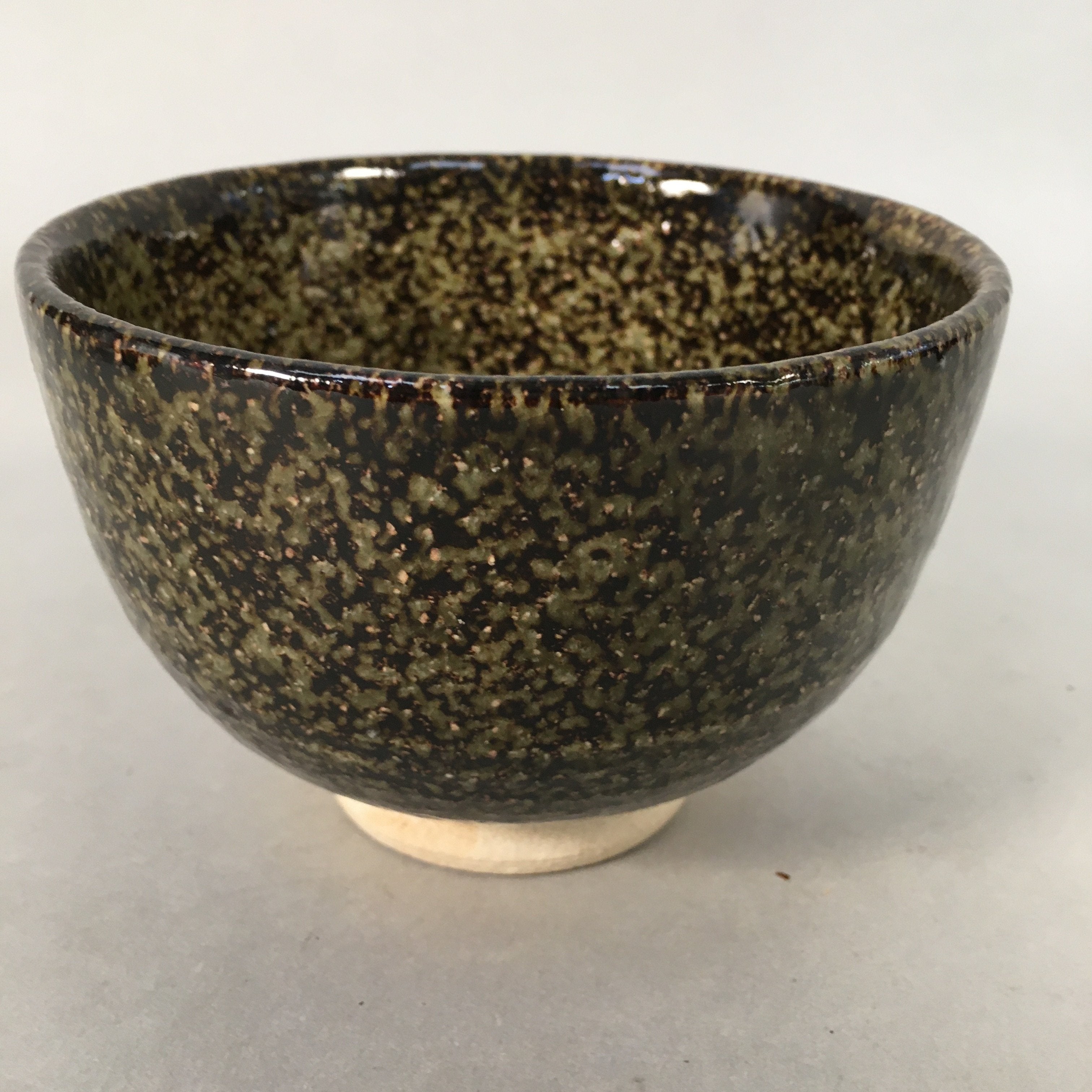 Japanese Ceramic Tea Ceremony Bowl Chawan Vtg Pottery Marble Green GTB685