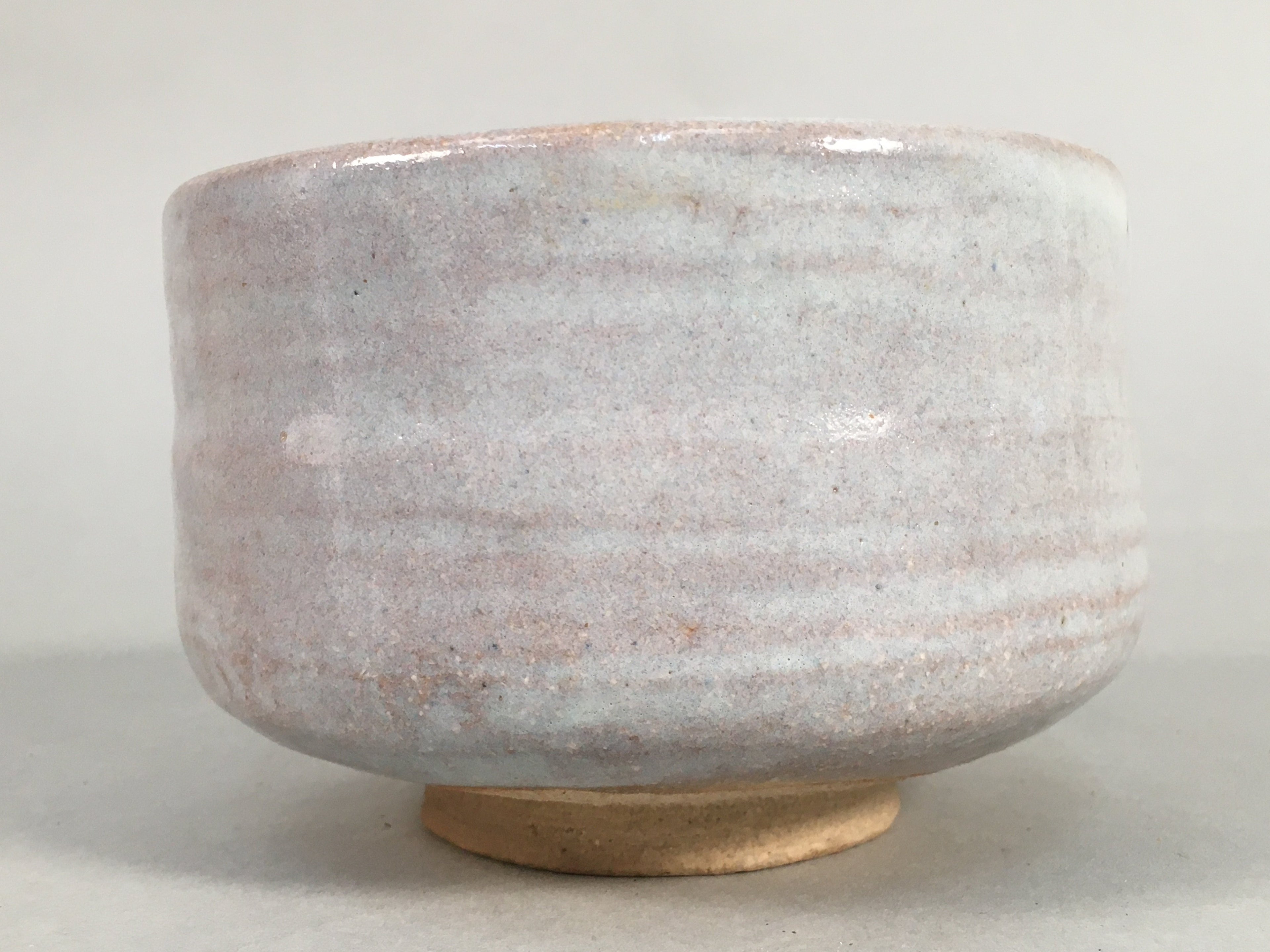 Japanese Ceramic Tea Ceremony Bowl Chawan Vtg Pottery White Gray GTB677