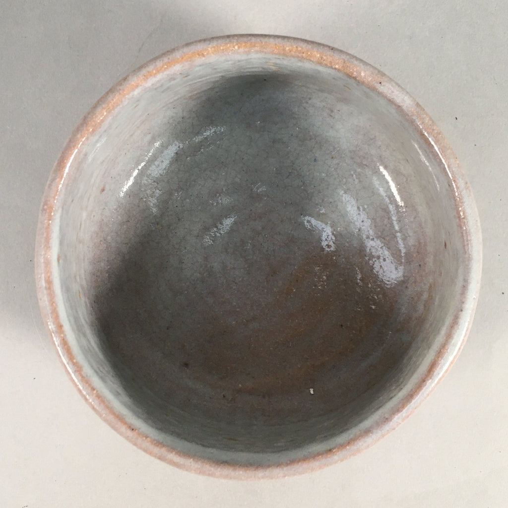 Japanese Ceramic Tea Ceremony Bowl Chawan Vtg Pottery White Gray GTB677