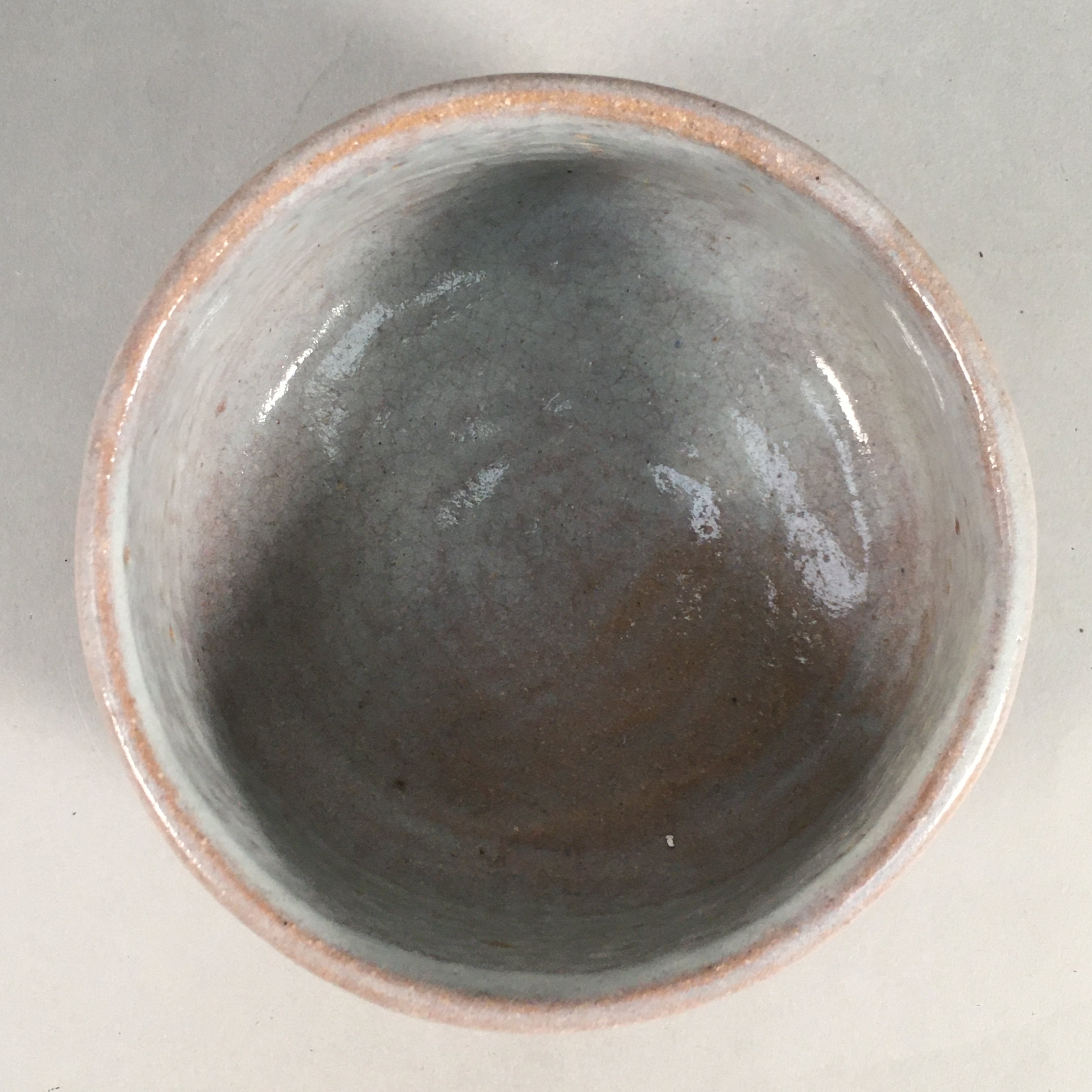 Japanese Ceramic Tea Ceremony Bowl Chawan Vtg Pottery White Gray GTB677