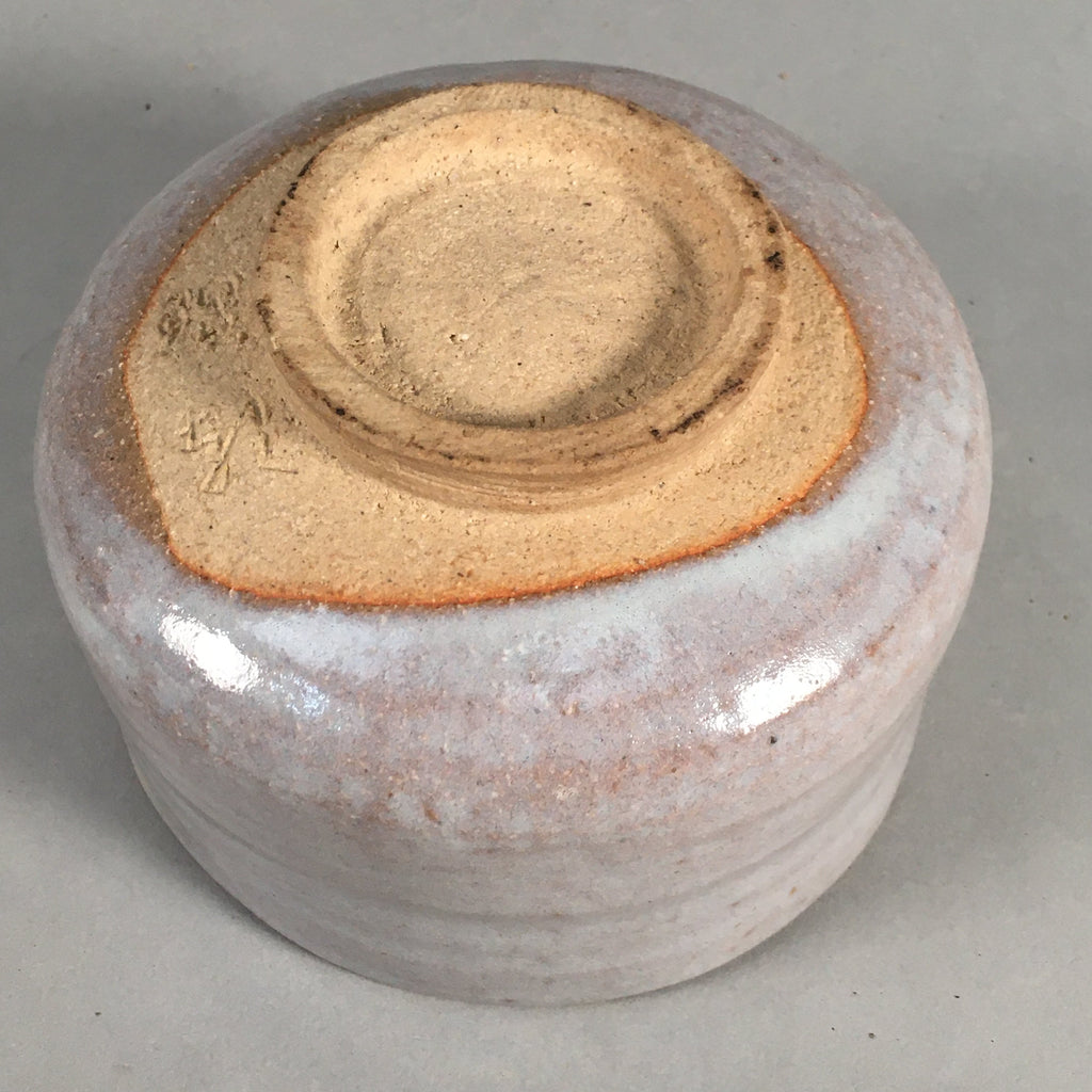 Japanese Ceramic Tea Ceremony Bowl Chawan Vtg Pottery White Gray GTB677