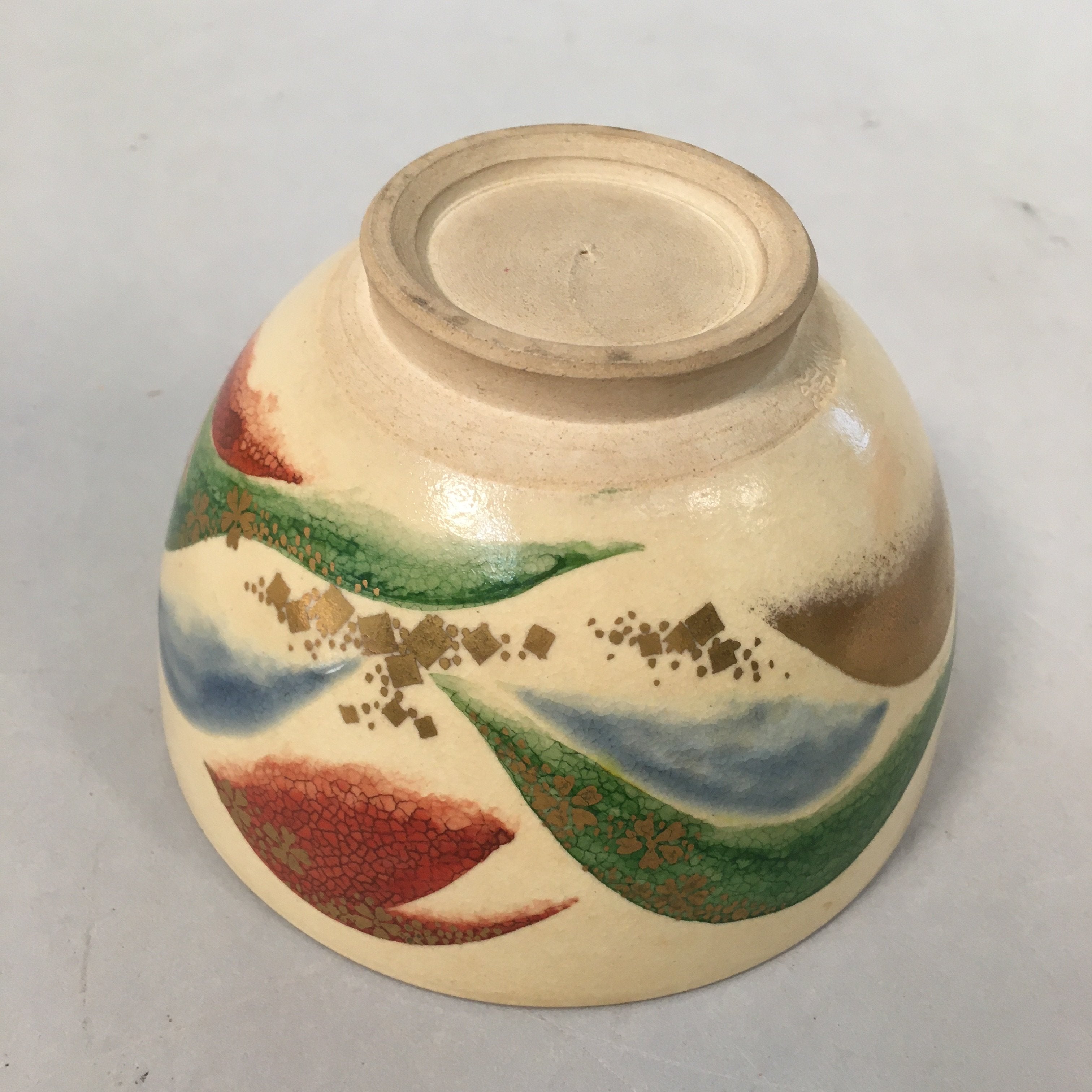Japanese Ceramic Tea Ceremony Bowl Kyo ware Chawan Vtg Pottery GTB642