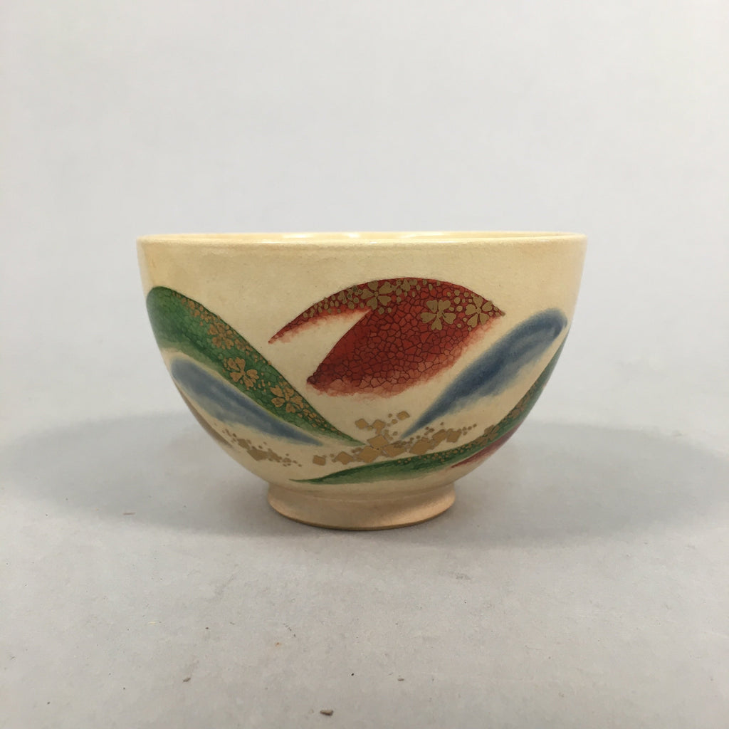 Japanese Ceramic Tea Ceremony Bowl Kyo ware Chawan Vtg Pottery GTB642