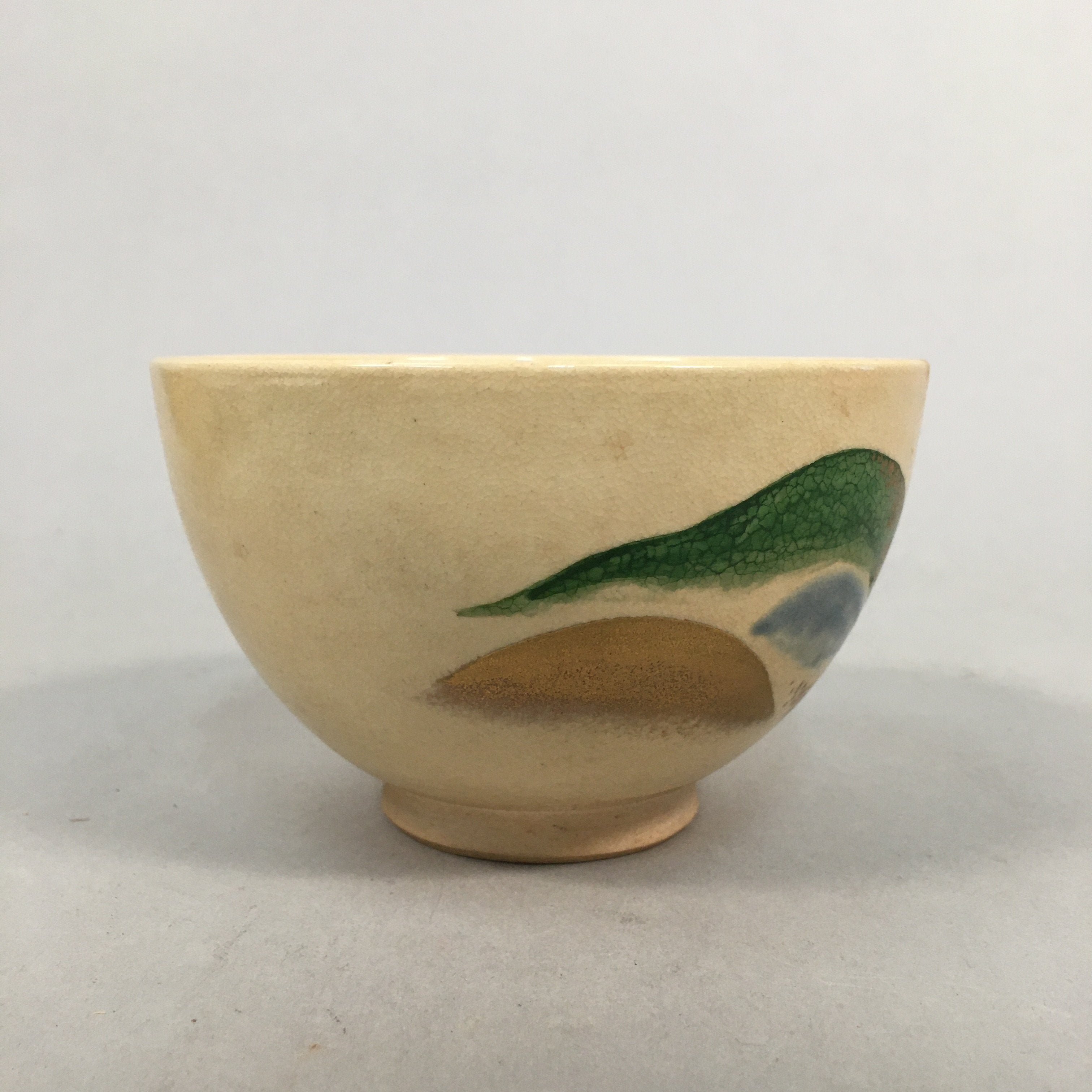 Japanese Ceramic Tea Ceremony Bowl Kyo ware Chawan Vtg Pottery GTB642