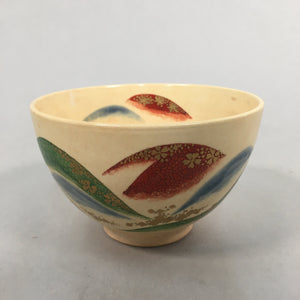 Japanese Ceramic Tea Ceremony Bowl Kyo ware Chawan Vtg Pottery GTB642