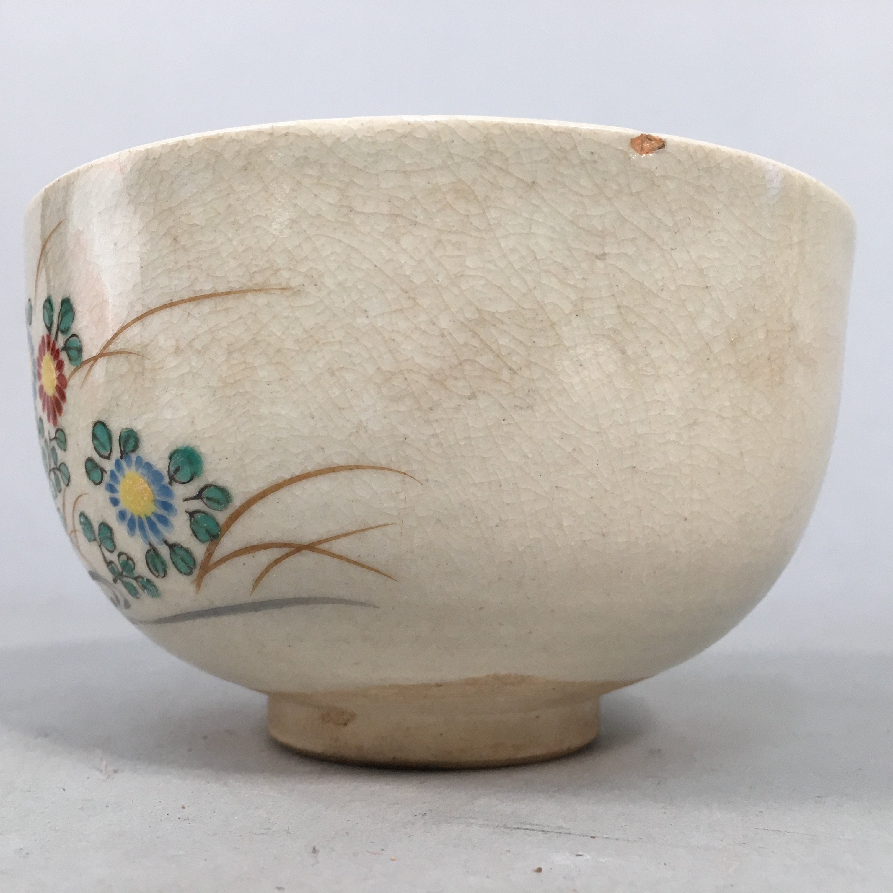 Japanese Ceramic Tea Ceremony Bowl Kyo ware Chawan Vtg Pottery GTB665