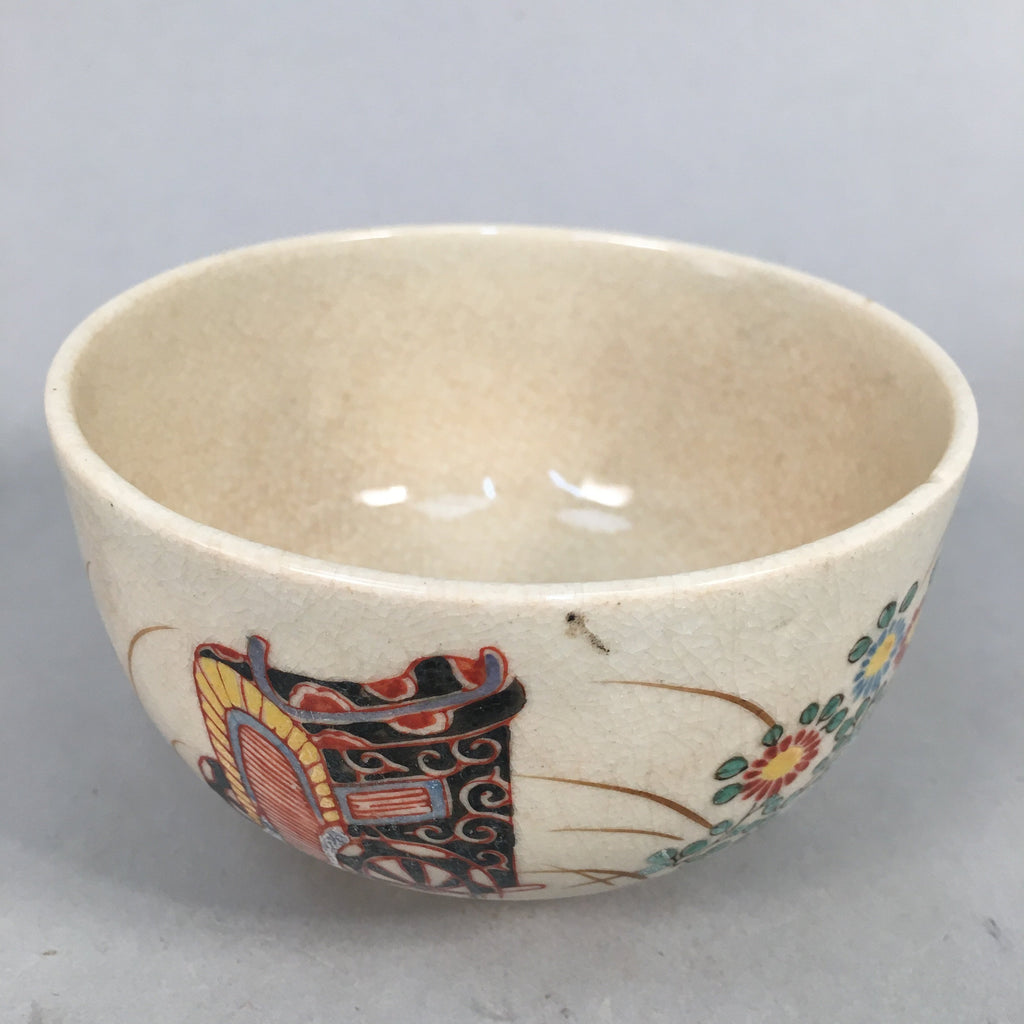 Japanese Ceramic Tea Ceremony Bowl Kyo ware Chawan Vtg Pottery GTB665