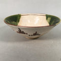 Japanese Ceramic Tea Ceremony Bowl Shallow Chawan Oribe ware Vtg Pottery GTB690