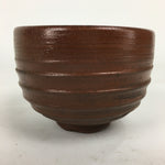 Japanese Ceramic Tea Ceremony Bowl Vtg Brown Lateral Stripes Matcha Chawan GTB77