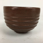 Japanese Ceramic Tea Ceremony Bowl Vtg Brown Lateral Stripes Matcha Chawan GTB77