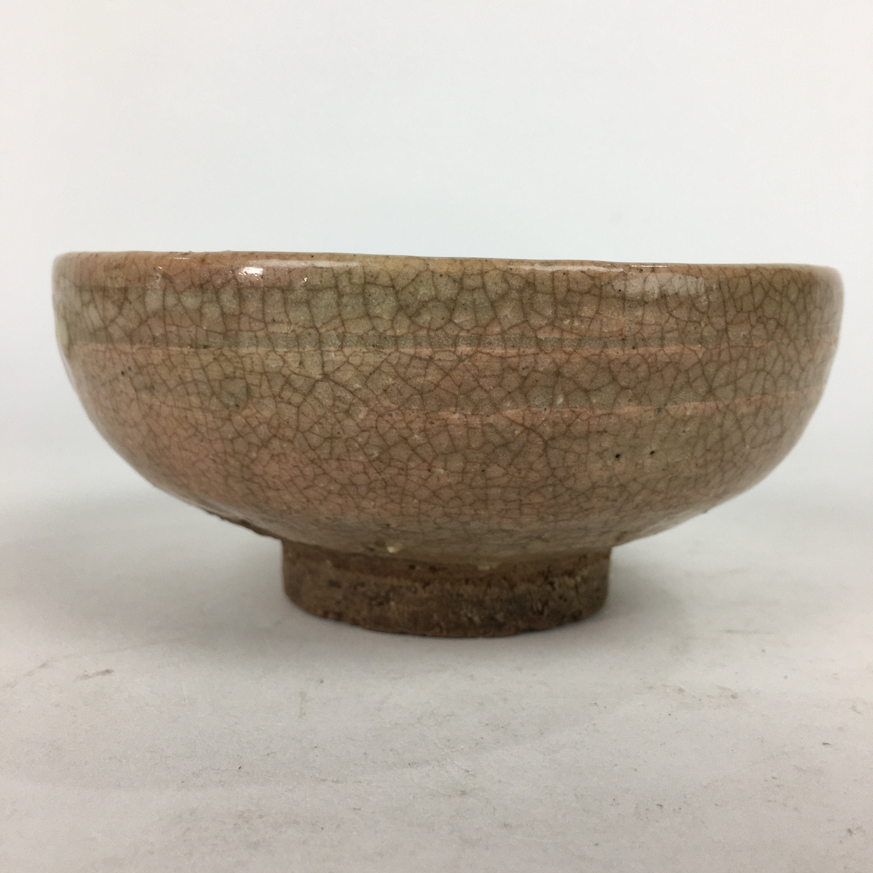 Japanese Ceramic Tea Ceremony Bowl Vtg Brown Summer Flat Chawan GTB748