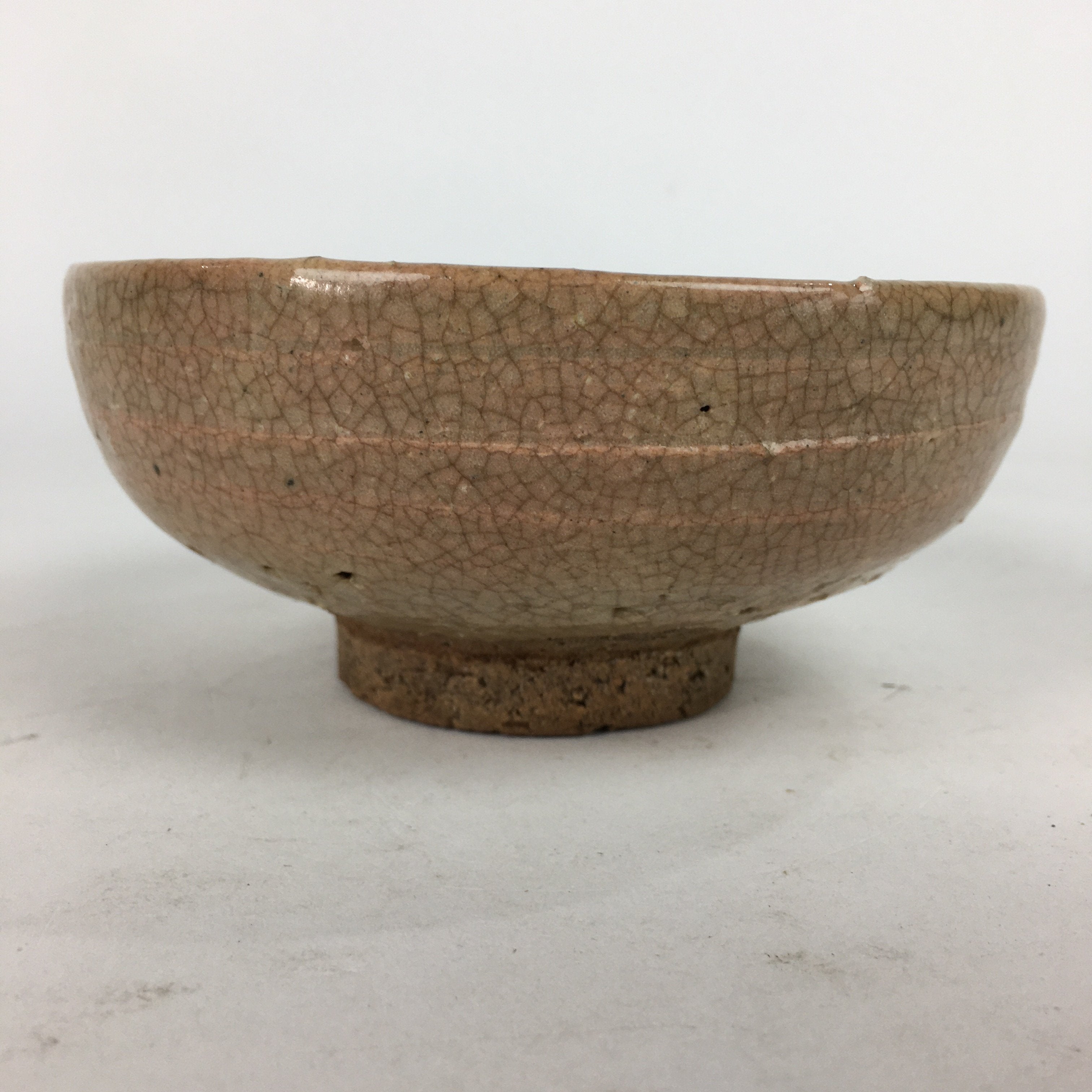 Japanese Ceramic Tea Ceremony Bowl Vtg Brown Summer Flat Chawan GTB748