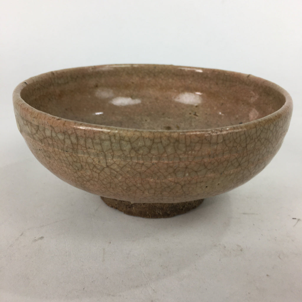 Japanese Ceramic Tea Ceremony Bowl Vtg Brown Summer Flat Chawan GTB748