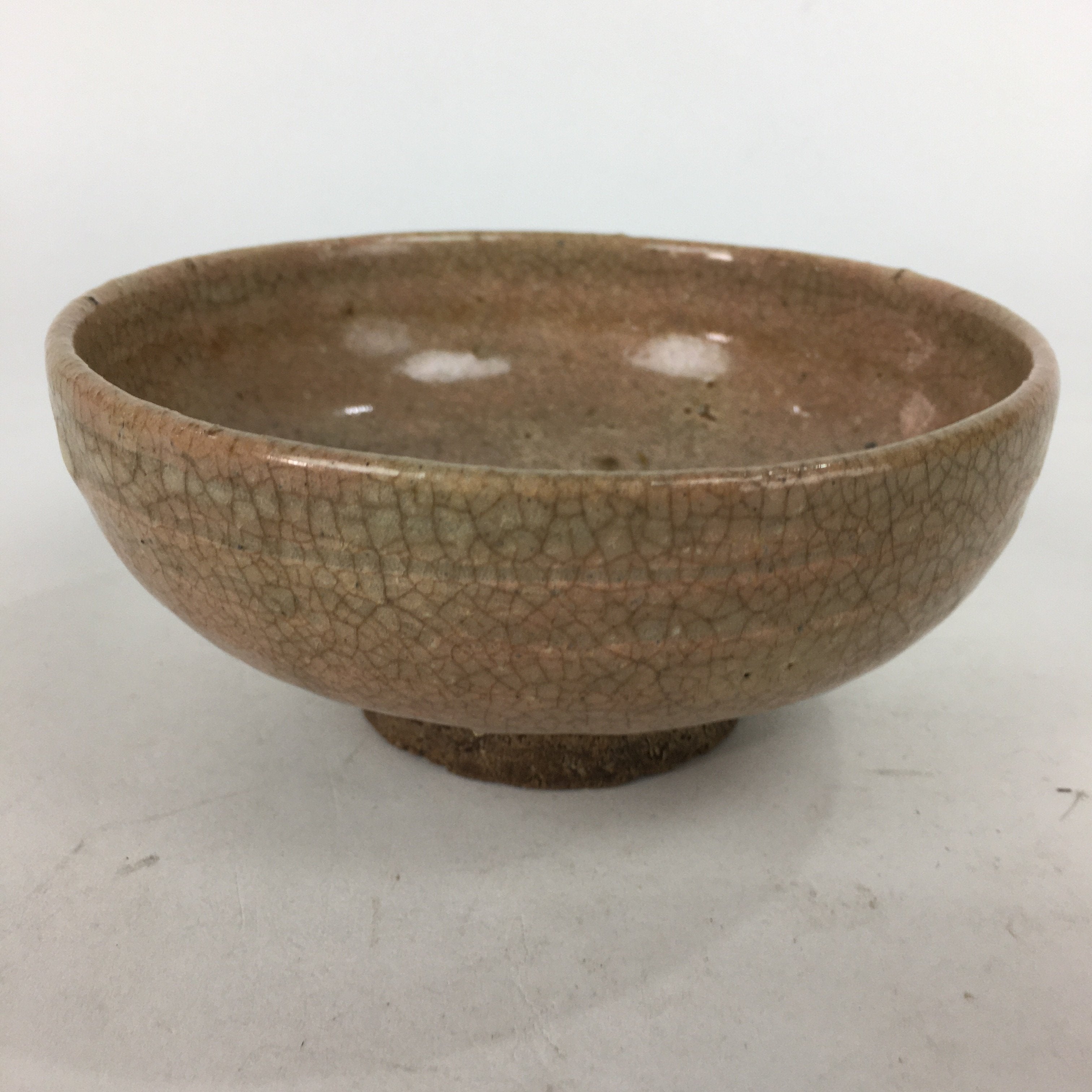 Japanese Ceramic Tea Ceremony Bowl Vtg Brown Summer Flat Chawan GTB748