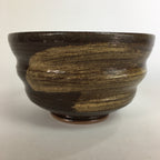 Japanese Ceramic Tea Ceremony Bowl Vtg Chawan Brown Finger Line Pottery GTB735