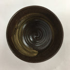 Japanese Ceramic Tea Ceremony Bowl Vtg Chawan Brown Finger Line Pottery GTB735