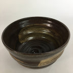 Japanese Ceramic Tea Ceremony Bowl Vtg Chawan Brown Finger Line Pottery GTB735