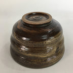 Japanese Ceramic Tea Ceremony Bowl Vtg Chawan Brown Finger Line Pottery GTB735