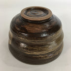 Japanese Ceramic Tea Ceremony Bowl Vtg Chawan Brown Finger Line Pottery GTB735