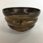 Japanese Ceramic Tea Ceremony Bowl Vtg Chawan Brown Finger Line Pottery GTB735