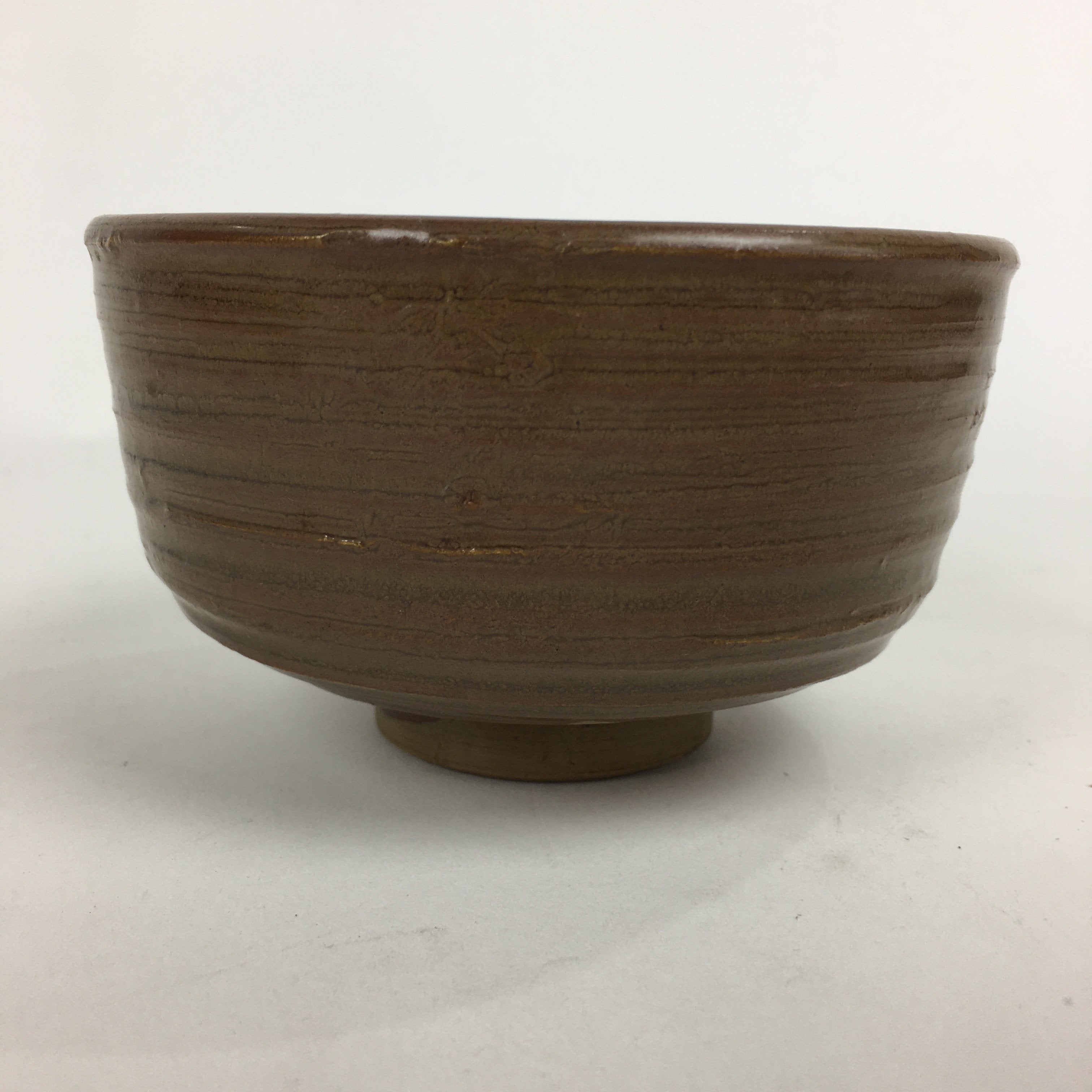 Japanese Ceramic Tea Ceremony Bowl Vtg Chawan Brown Pottery Sado GTB783