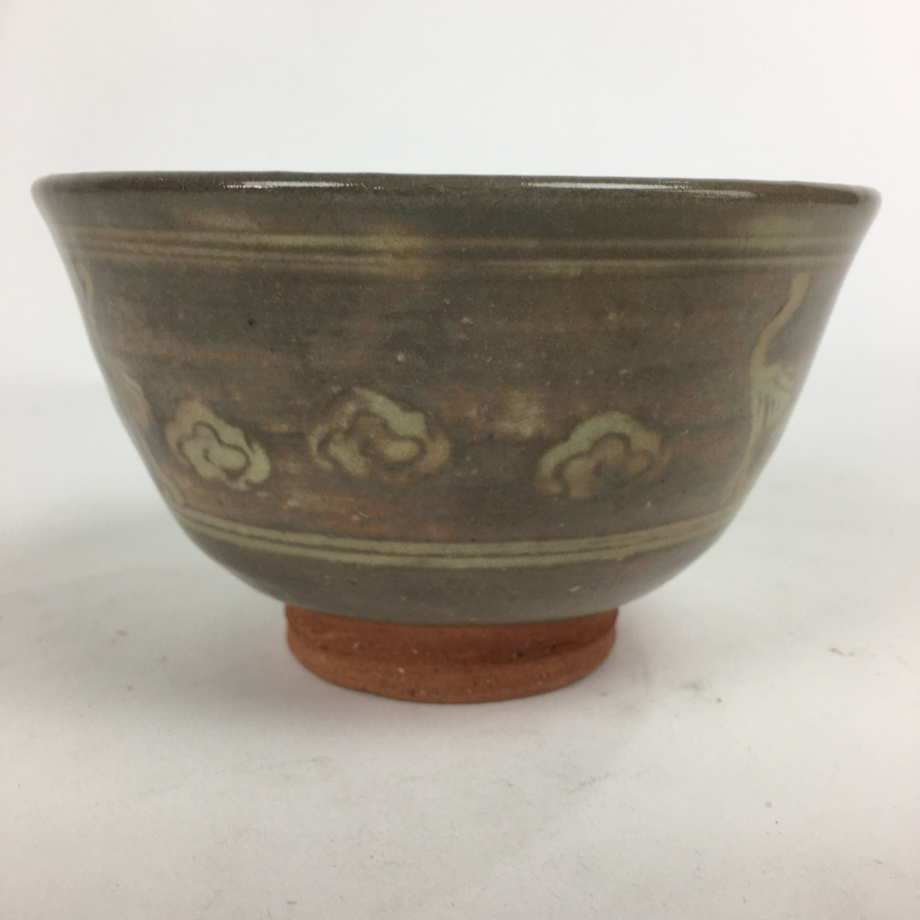 Japanese Ceramic Tea Ceremony Bowl Vtg Chawan Brown Pottery Sado GTB792