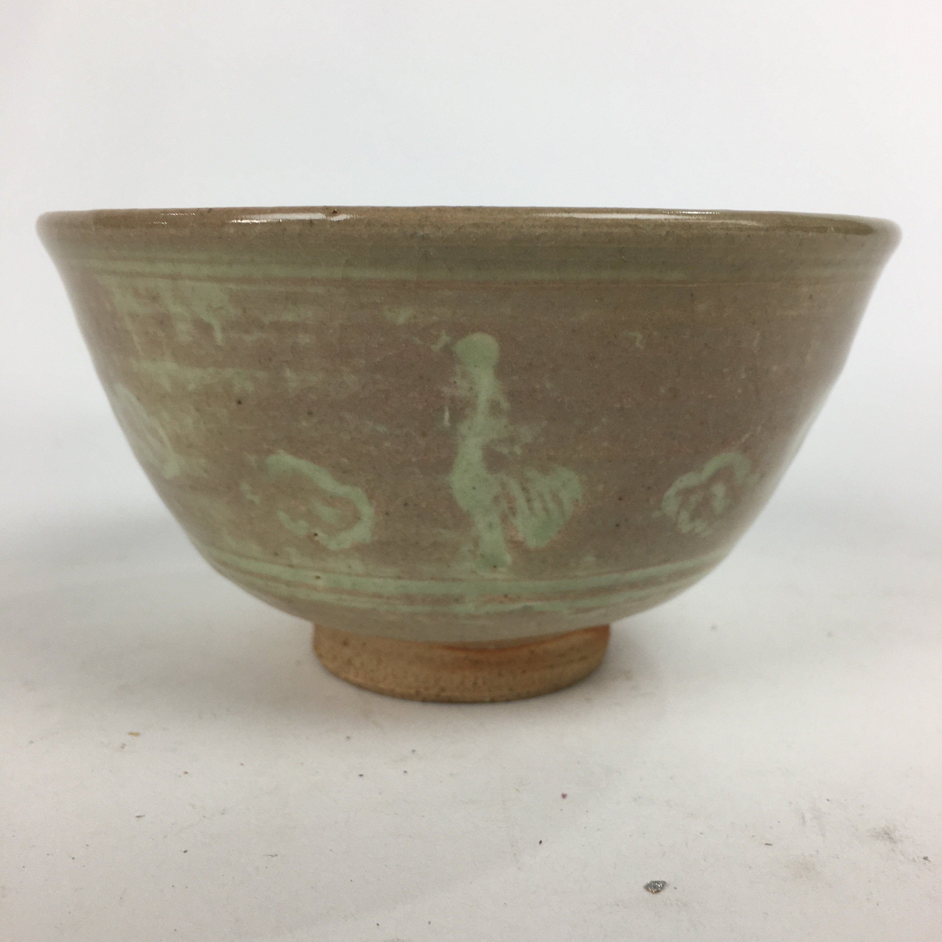 Japanese Ceramic Tea Ceremony Bowl Vtg Chawan Brown Pottery Sado GTB793