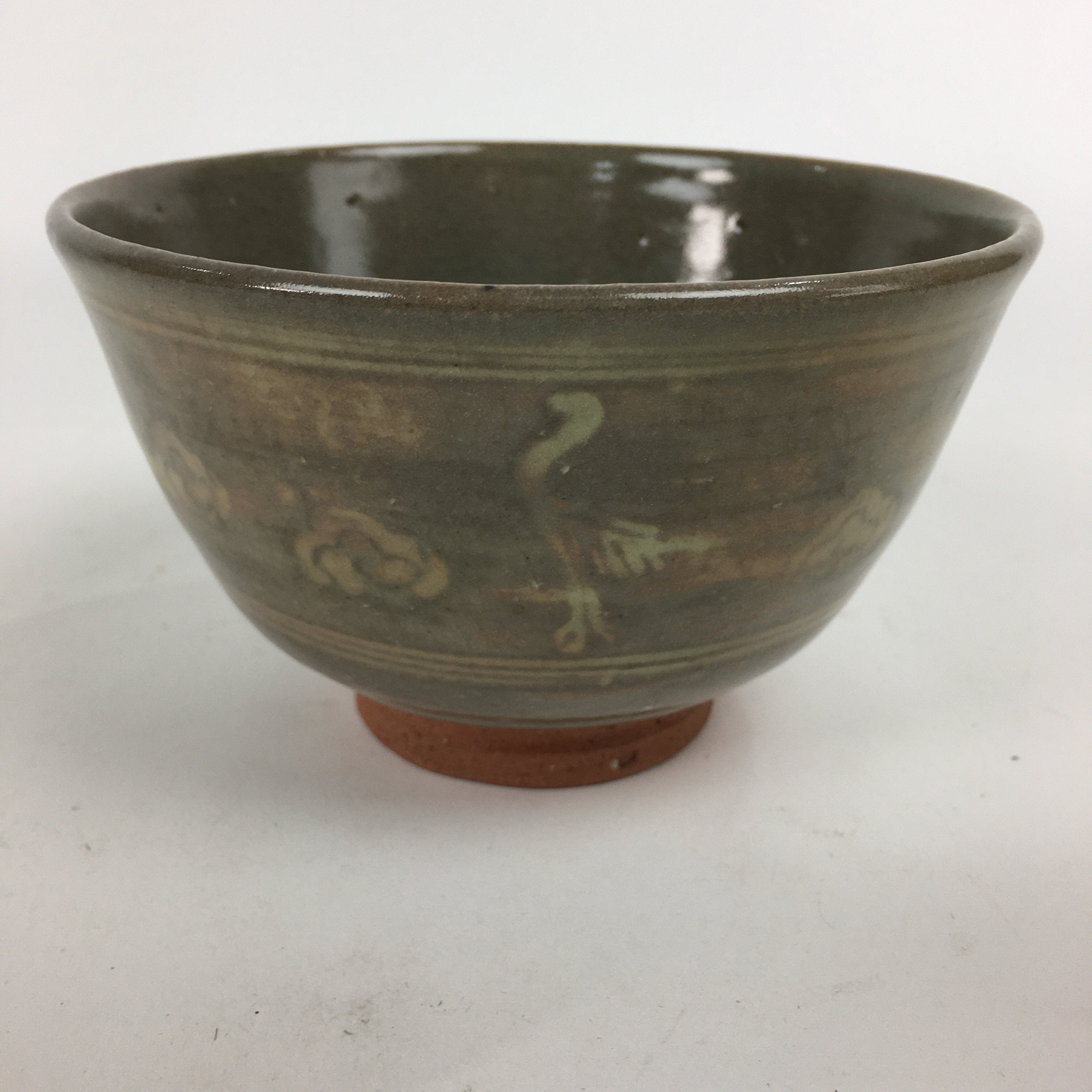 Japanese Ceramic Tea Ceremony Bowl Vtg Chawan Brown Pottery Sado GTB794