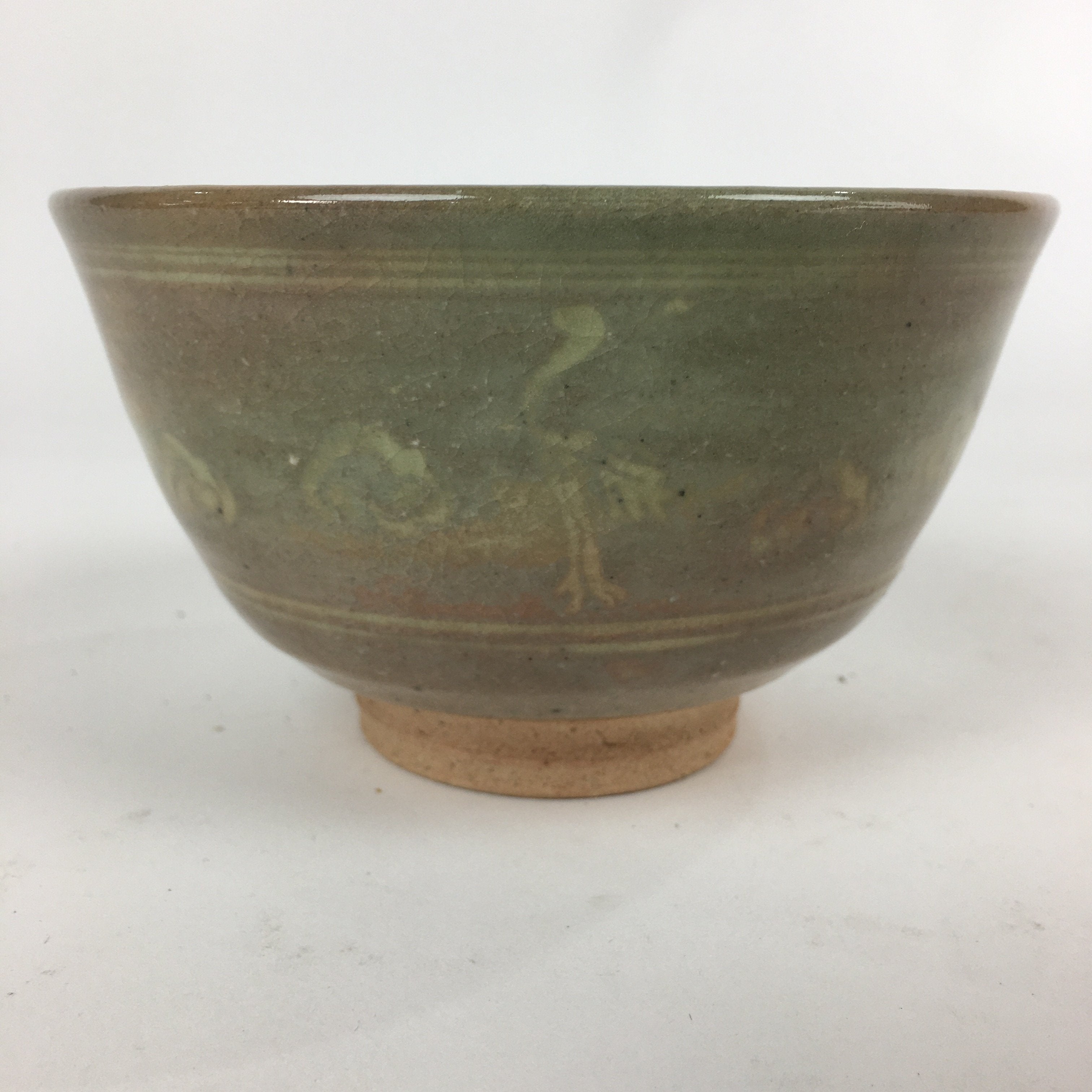 Japanese Ceramic Tea Ceremony Bowl Vtg Chawan Brown Pottery Sado GTB821