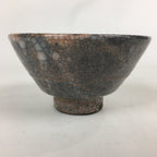 Japanese Ceramic Tea Ceremony Bowl Vtg Chawan Gray Orange Pottery Sado GTB806