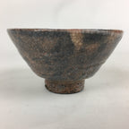 Japanese Ceramic Tea Ceremony Bowl Vtg Chawan Gray Orange Pottery Sado GTB806