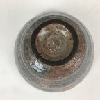 Japanese Ceramic Tea Ceremony Bowl Vtg Chawan Gray Orange Pottery Sado GTB806