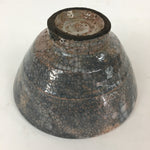 Japanese Ceramic Tea Ceremony Bowl Vtg Chawan Gray Orange Pottery Sado GTB806