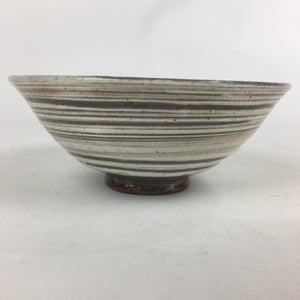 Japanese Ceramic Tea Ceremony Bowl Vtg Chawan Gray White Pottery Sado GTB810