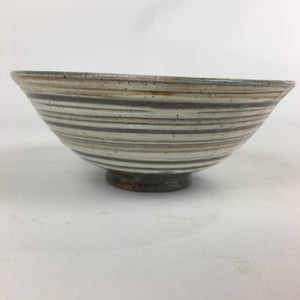 Japanese Ceramic Tea Ceremony Bowl Vtg Chawan Gray White Pottery Sado GTB810