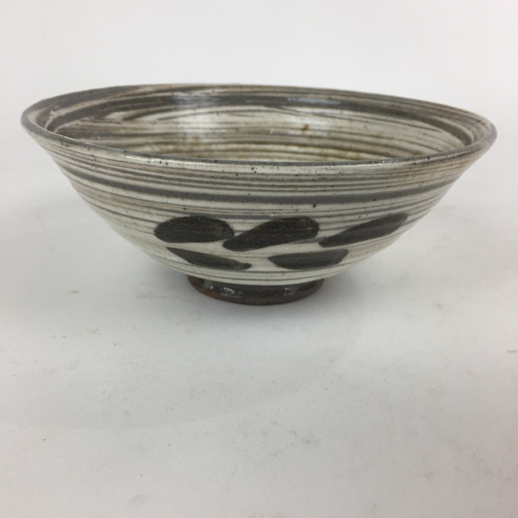 Japanese Ceramic Tea Ceremony Bowl Vtg Chawan Gray White Pottery Sado GTB810