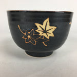 Japanese Ceramic Tea Ceremony Bowl Vtg Chawan Pottery Black Yakimono PP546