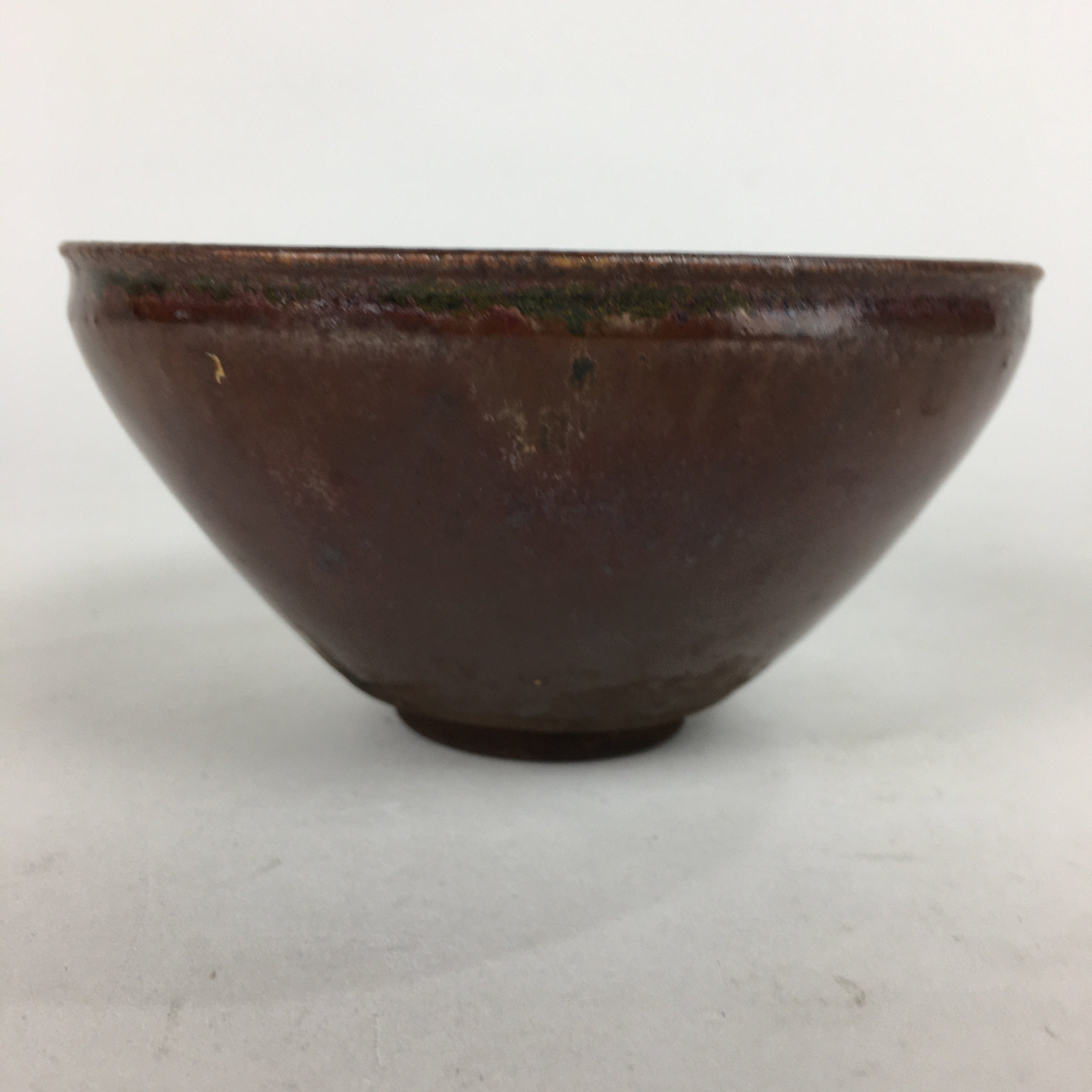 Japanese Ceramic Tea Ceremony Bowl Vtg Chestnut Brown Chawan Pottery GTB754