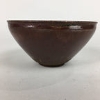 Japanese Ceramic Tea Ceremony Bowl Vtg Chestnut Brown Chawan Pottery GTB754