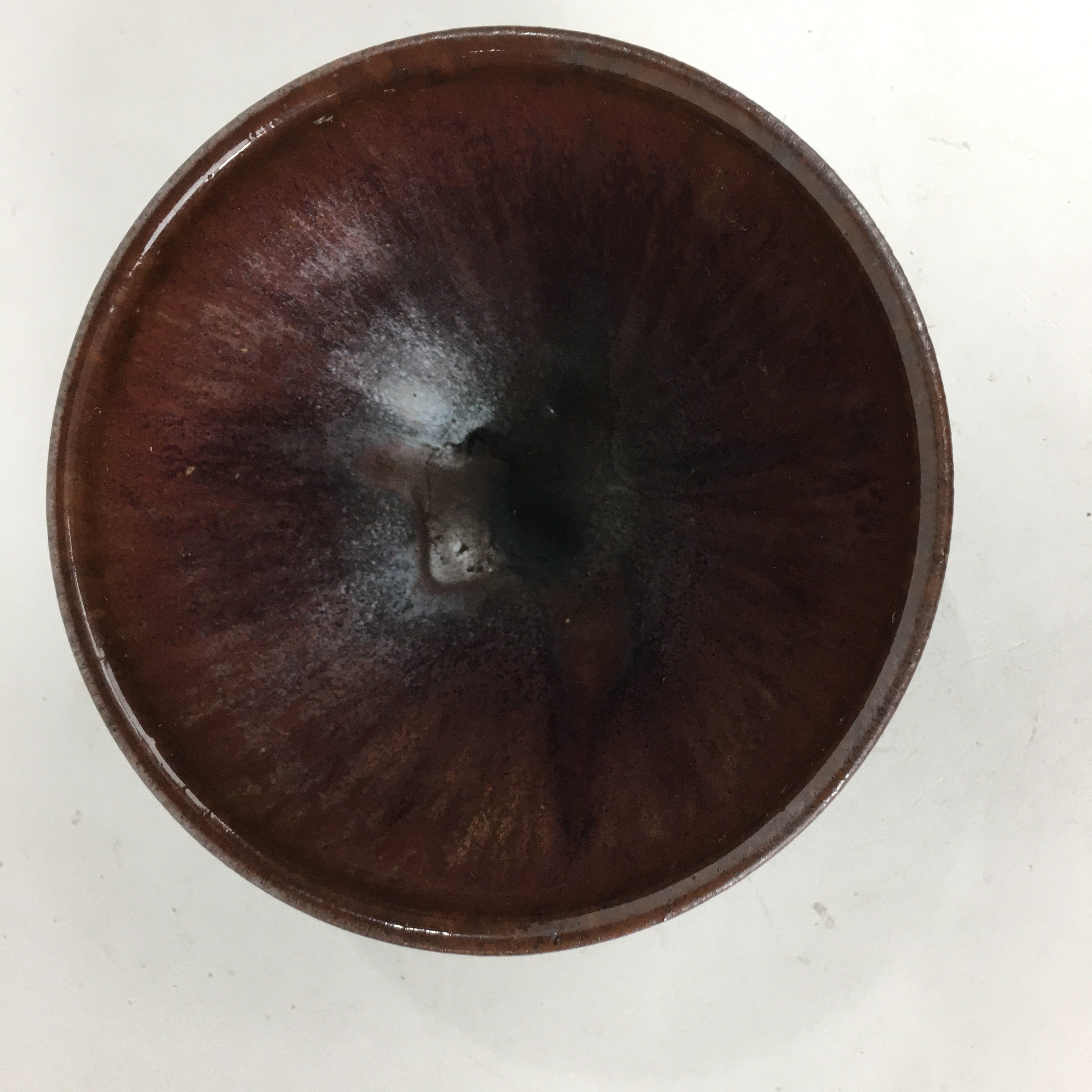Japanese Ceramic Tea Ceremony Bowl Vtg Chestnut Brown Chawan Pottery GTB754