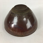 Japanese Ceramic Tea Ceremony Bowl Vtg Chestnut Brown Chawan Pottery GTB754