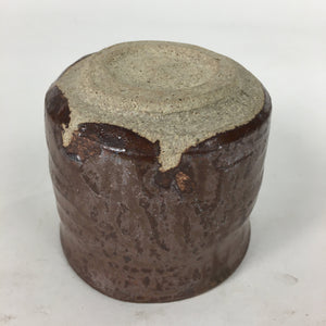 Japanese Ceramic Tea Ceremony Bowl Vtg Chestnut Brown Cylinder Type Chawan GTB74