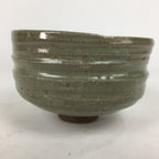 Japanese Ceramic Tea Ceremony Bowl Vtg Gray Yubisuji Line Pottery Chawan GTB741