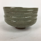 Japanese Ceramic Tea Ceremony Bowl Vtg Gray Yubisuji Line Pottery Chawan GTB741